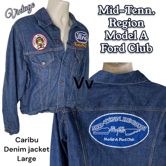 Mid-Tenn Region Model A Ford Club Vintage Caribu Denim Jacket Size Large - Picture 1 of 16